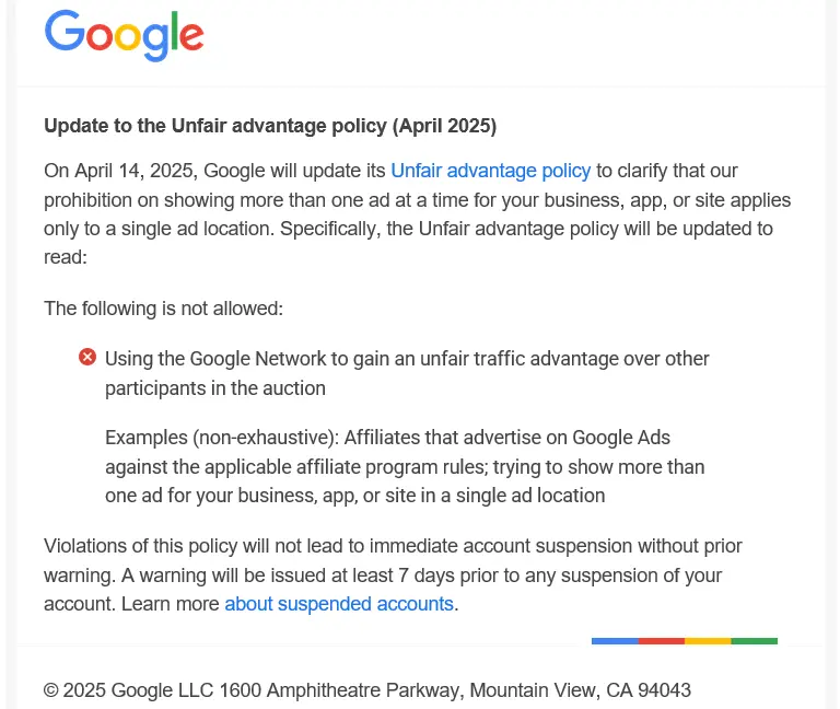 Google-Ads-Unfair-Advantage-Policy-to-be-Updated
